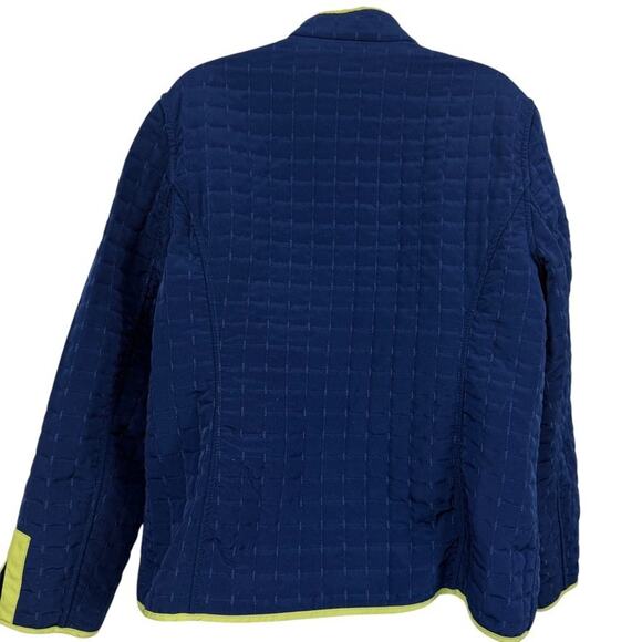 Susan Graver Style Reversible Green & Navy Full Zip Quilted Jacket Lightweight L - Picture 14 of 16